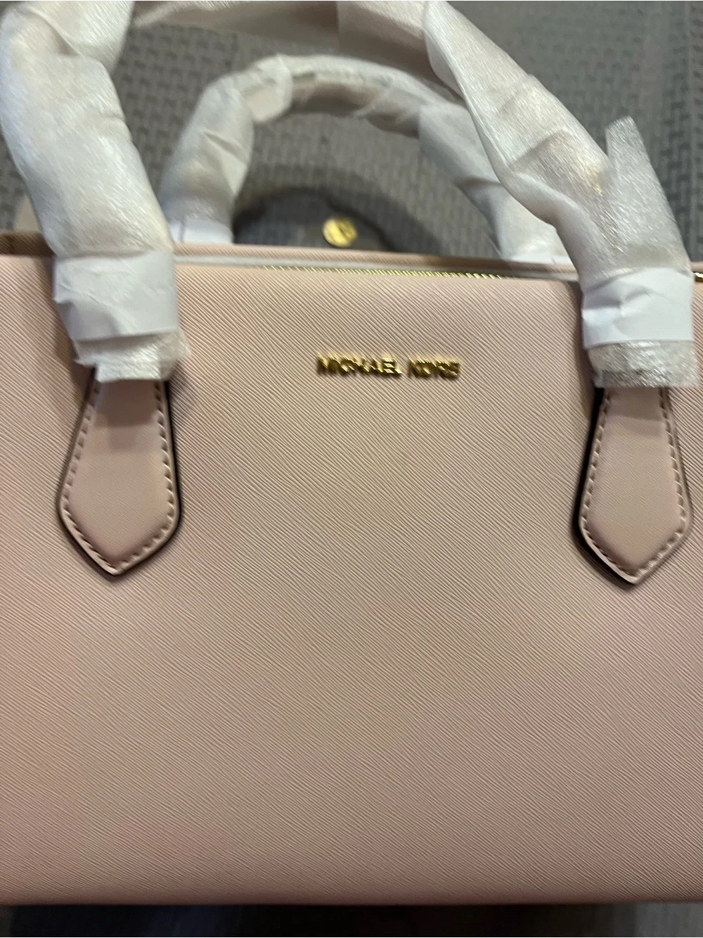 Michael Kors Powder Blush Leather Satchel with Gold Hardware